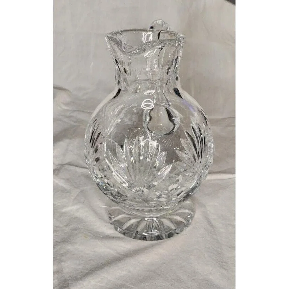 Vintage ‎ Polonia 24% Lead Crystal Footed Ball Pitcher Made in Poland 1950's